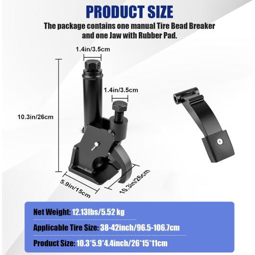 Manual Tire Bead Breaker – Heavy-Duty Bead Buster with Rubber Pad, 38-42 Inch (97-107cm) for Tire Removal, Works for ATV, Golf Cart, Buses,Trucks, Tractors, Motorcycles