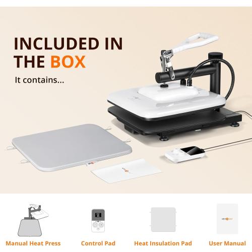 BLACK AND WHITE HTVRONT Heat Press Machine 15x15 - Swing Away Heat Press Machine for T Shirts - Professional Heat Press for Sublimation, Vinyl, Heat Transfer Projects, Heats Up Fast & Distribute Heat Evenly