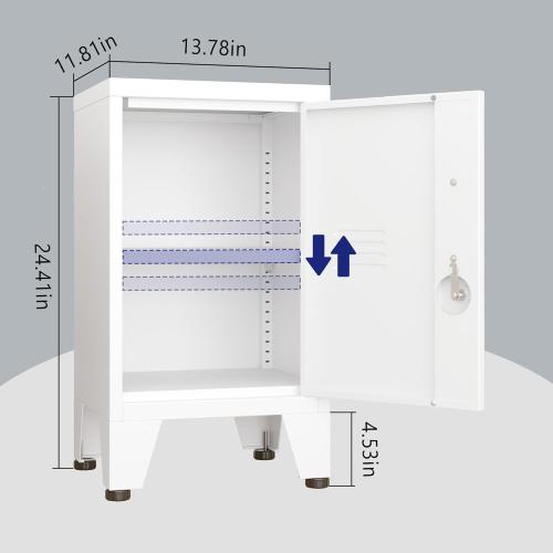 24.4 H Metal Locker Storage Cabinet with 1 Doors, Pantry with Shelves, Storage Cabinet with Adjustable Leveling Foot for Kitchen, Employees, Office, Kids Locker