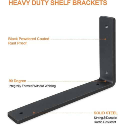 Heavy Duty Shelf Brackets 10 Inch, 6 Pack Floating Shelf Brackets, L Wall Shelf Bracket for DIY Decorative with Mounting Hardware