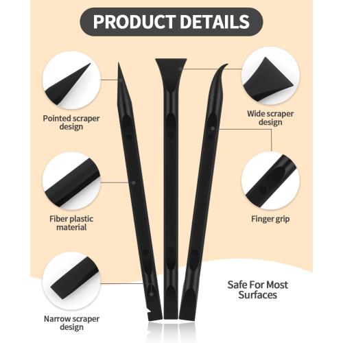 12 PCS Carbon Fiber Plastic Scrapers Tool, Non-Scratch Scraper Tool for Tight Spaces, Multi-Purpose Label Scraper Pen-Shaped, for Car Cleaning Supplies, Kitchen, Crevices, Stains (Black)