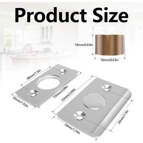Tonitrui Upgraded Strong Magnetic Door Catch, Replacement for Traditional Door Ball Catch, Quite & Easy to Install, Use for Top of Door, Closet Door, 2 Pack, Silver