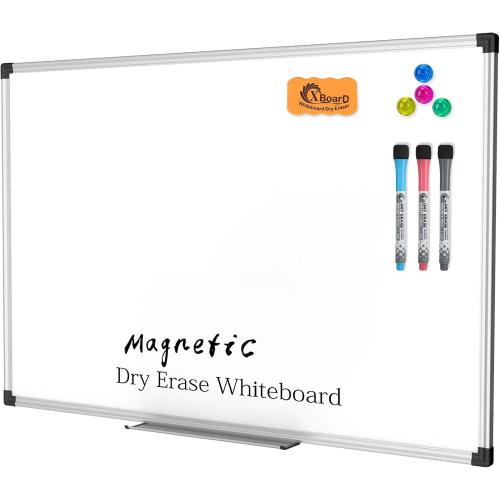 XBoard Magnetic Dry Erase Board/Whiteboard, 36 X 24 Inches, Double Sided White Board,1 Dry Eraser & 3 Dry Erase Markers & 4 Push Pin Magnets