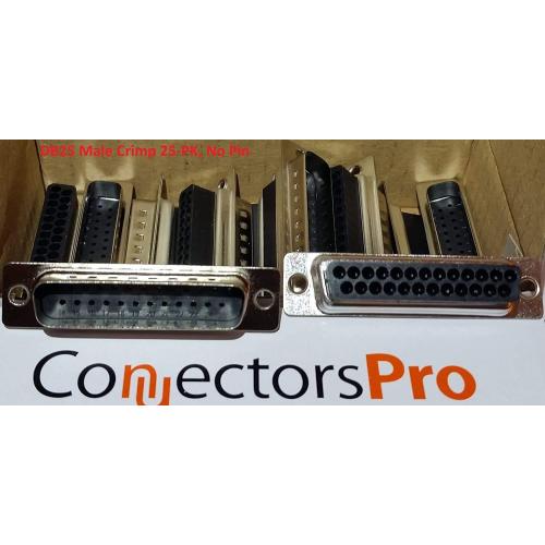 PC Accessories - Connectors Pro DB25 Male D-Sub Crimp Type Connector, 25 Pcs PK No Pins