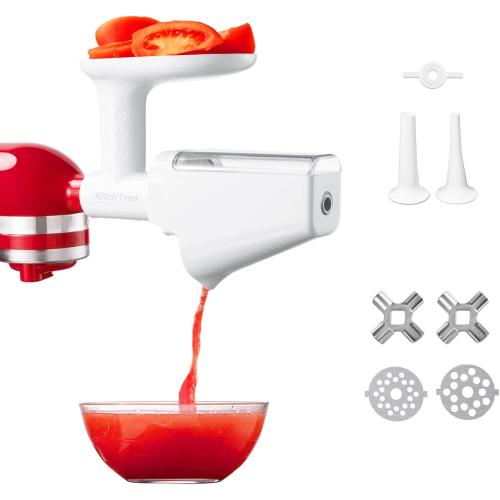 Fruit & Vegetable Strainer Attachment Set for KitchenAid - Includes Food Grinder Attachment and Sausage Stuffer Tubes, Compatible with KitchenAid Stand Mixers