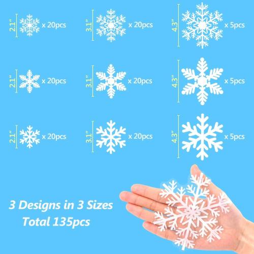 LUDILO 135Pcs Christmas Decorations Window Clings Snowflakes Window Decals | Static Window Stickers for Christmas Window Decorations, Ornaments Xmas Party Supplies, Thanksgiving/Party Décor Idoor