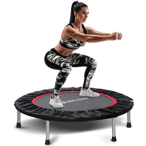 BCAN 38/40''/48'' Foldable Mini Trampoline Fitness Trampoline with Safety Pad,Rebounder Exercise Trampoline for Adults Indoor/Garden Workout,Max Load 300lbs/440lbs