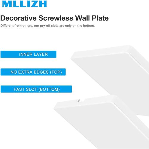 1-Gang Screwless Decorative Wall Plates, stander-Size Unbreakable Thermoplastic Faceplate Cover for Decorator Receptacle Outlet Switch, White (4 Pack, Single Blank-White)