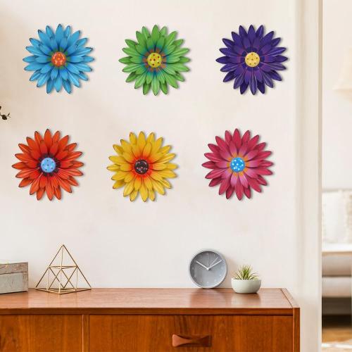 hogardeck Metal Flower Wall Decor for Indoor Outdoor, Kitchen Decor Floral Metal Wall Art, Wall Decor for Bathroom, Living Room, Porch, Garden, Yard, Backyard （6 Pcs 8'' ）