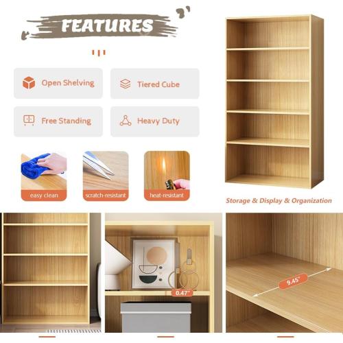 NELYE Basic Open Shelf Bookcase - 3-Tier Wooden Cube Storage Shelves Split Bookshelf, white