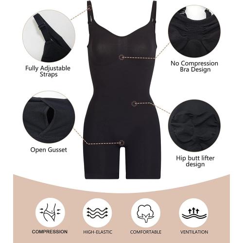 Size S/M SHAPERX Women's Shapewear Bodysuit Tummy Control Body Shaper Seamless Sculpting Snatched Waist Body Suit