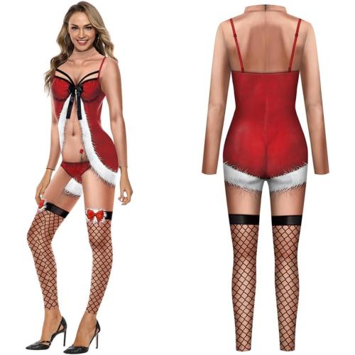 Size 02-M Women's Ugly Christmas Jumpsuit Romper Zipper Long Sleeve Bodysuit Outfit Realistic Novelty Costume Onesies