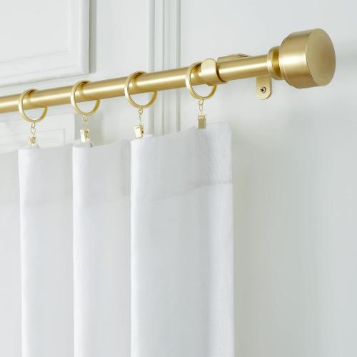 MODE Premium Collection Single Curtain Rod Set with Mod Doorknob Finials - 72 to 144 in, Gold