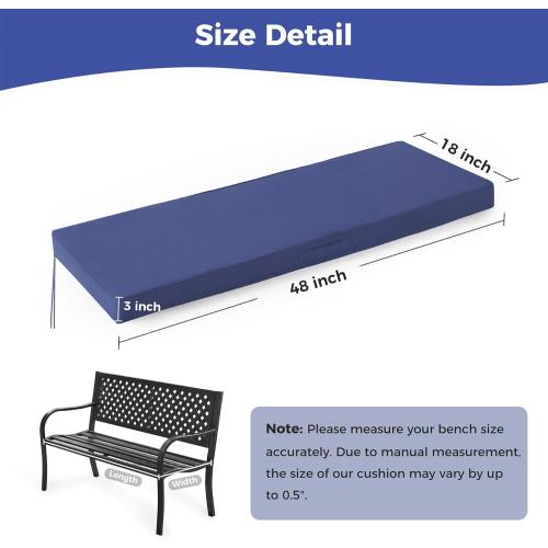 IPYNBAP Outdoor Bench Cushions for Outdoor Furniture, 48x18x3 Inch, Waterproof Bench Pillow, Fade Resistant Long Bench Seat Pads for Garden, Indoor, Porch Swing, Navy Blue