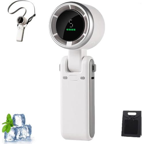 Dodorado Fan, Portable Handheld Turbo Fan, 3-in-1 Mini 180° Foldable Powerful Winds Turbo Fans with 5 Speeds, USB Rechargeable Cooling Personal Fans Travel (White)
