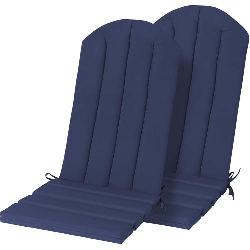 Adirondack Chair Cushion Set of 2 Indoor Outdoor Furniture Cushions Rocking Chair Cushions with Straps Replacement Folding Patio Chair Pad,19.7x18.9x1.5 Inch（Navy）