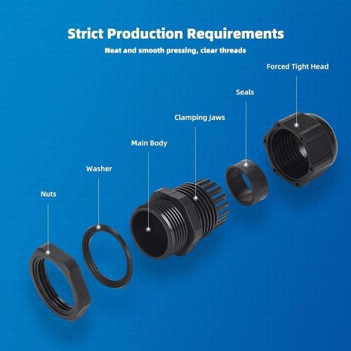 Nylon Cable Gland Kit, CGELE 50 Pack Plastic Waterproof Adjustable Connector 3-16mm Strain Relief Cord Connectors Joints Nylon with Gaskets PG7 PG9 PG11 PG13.5 PG16 PG19