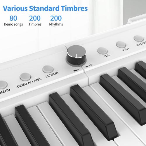 88 Key Digital Piano, Semi Weighted Electronic Keyboard Piano with Music Stand, Power Supply, Sustain Pedal, Bluetooth, Carrying Case, Headphones, USB-MIDI Compatibility, for Beginner Professional