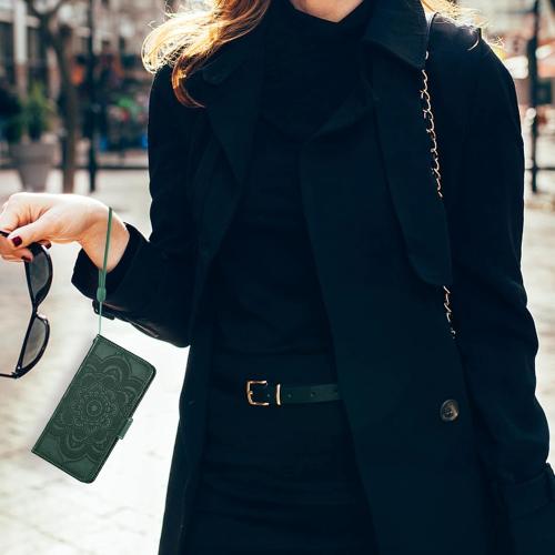 Asuwish Compatible with Samsung Galaxy A13 5G Wallet Case and Tempered Glass Screen Protector Flip Credit Card Holder Stand Cell Phone Cover for Gaxaly A 13 G5 2022 13A A135G SM A136U Women Dark Green