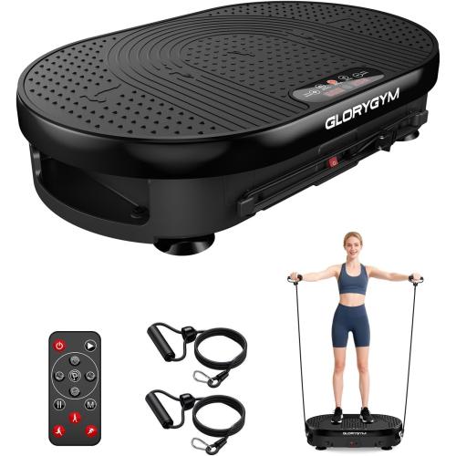 Vibration Plate Exercise Machine for Body Shaker Machine & Weight Loss, Shake Plate with Resistance Bands, 120 Speed Levels, Remote Control, Full Body Workout, Compact Home Gym Equipment