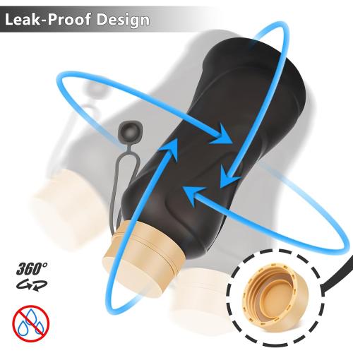 Collapsible Water Bottles,650ml,Leak Proof,Reuseable BPA Free Silicone Foldable Water Bottles,Durable Lightweight for Travel Gym Camping Hiking,Compact Size Portable Sports Water Bottle (Black)