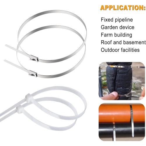 weideer 100pcs 11.8 inch Metal Zip Ties, 12inch Nylon Cable Wire Ties, 304 Stainless Steel Heavy Duty Self-locking Cable Tie for Outdoor Fence,Pipes,Vehicles,Exhaust Wrap