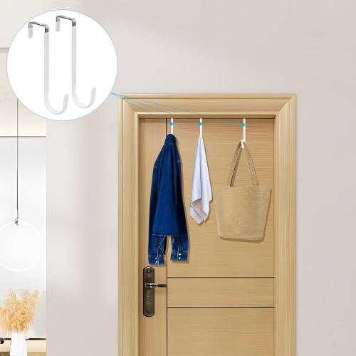 FYY Over the Door Hooks, Single-Hanger 4 Pack, Fits Doors 1.6 White | Heavy Duty Metal, Hold 20lbs, Rubber-Coated, No-Drilling, for Bathroom Dorm, Hanging Towels Clothes Hats Bags Coats Wreaths