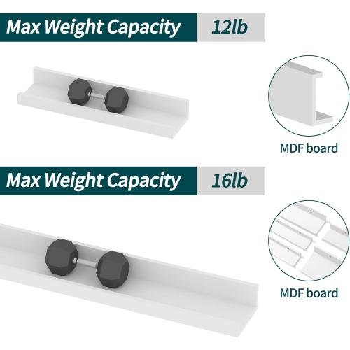 Giftgarden 24 Inch Wall Mounted Floating Shelves Set of 5, White Wood Wall Shelves for Bathroom, Bedroom, Kitchen, Living Room Storage and Decoration, Wooden Picture Ledge