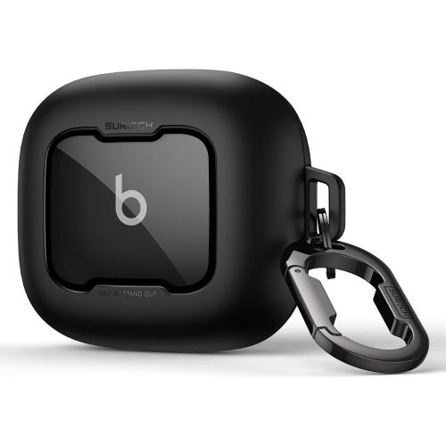SURITCH for Beats Powerbeats Pro 2 Case Cover, Magnetic Locking Cases for Beats Powerbeats Pro 2 2025, Shockproof Bumper Protective Covers with Carabiner & Keyring & Cleaner Kit, Black