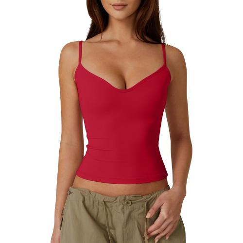 SIZE LARGE COLPR RED ACTIVE USA Womens Basic Top