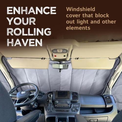 Living in a Bubble Insulated Blackout Window Covers for RAM Promaster 2014-Current (Windshield 2014-Current)
