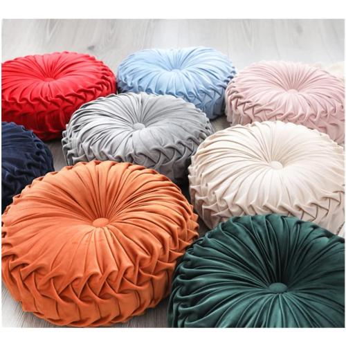 Baiyuruodie Round Velvet Pillow, Sofa Bed Bedroom Decorative Throw Pillow (38cm, Creamy-White)