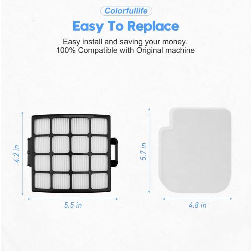 Colorfullife AZ3002 Filters Replacement for Shark Stratos AZ3002 AZ3000 AZ3000W DuoClean PowerFins Stratos Upright Vacuum Cleaner, 2 HEPA and 4 Foam & Felt Filters