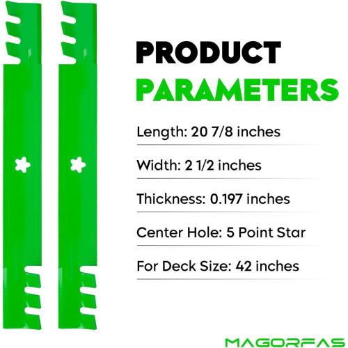 Lawn Mower Blades Toothed Mulching with 42 inch Deck Fits for 138971 138498 127843 134149 for Husqvarna LT125 LTH130 Craftsman LT1000 LT2000 YT3000 Poulan PB20H42YT PO17542LT, 2 PCS