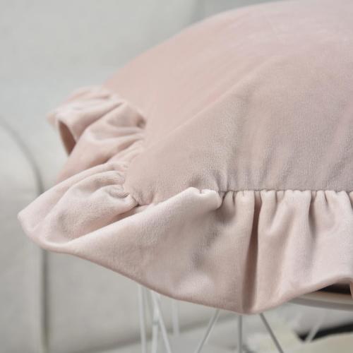 Velvet Ruffle Throw Pillow Covers Couch, Set of 2 Decorative Pillowcases with Ruffles 12x20 Inch Solid Color Shabby Chic Farmhouse Cushion Cover for Living Room Sofa Bed, Copper