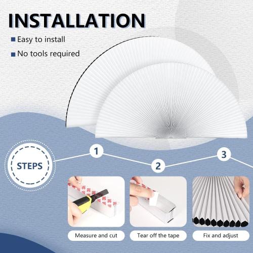 2 Packs Arch Window Shades Blackout Half Circle Cellular Shades, Pleated Blinds Half Moon Window Shades for Semi Circle Windows, Easy Cut and Install, (Radius: 36, White)