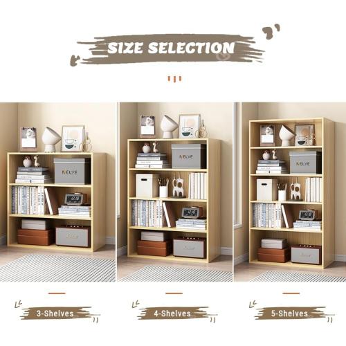 NELYE Basic Open Shelf Bookcase - 3-Tier Wooden Cube Storage Shelves Split Bookshelf, white