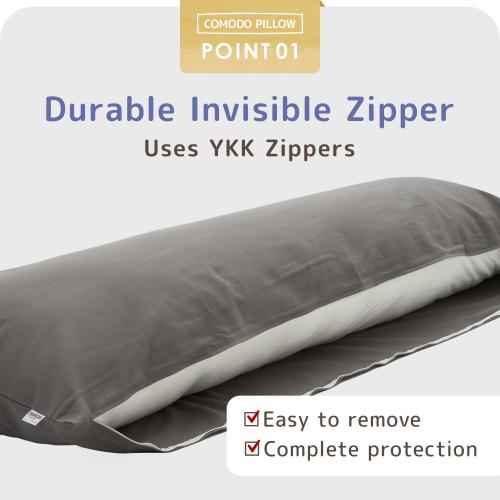Comodo Body Pillow Cover with Zipper (Made in Japan / 63 x 20 inch (160 x 50cm) / Black) Dakimakura Pillow (Anime/Maternity) 100% Cotton CMC9000R - Washable