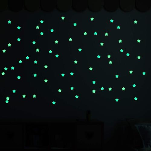 AM AMAONM 100 Pcs Colorful Glow in The Dark Luminous Stars Fluorescent Noctilucent Plastic Wall Stickers Murals Decals for Home Art Decor Ceiling Wall Decorate Kids Babys Bedroom Room Decorations