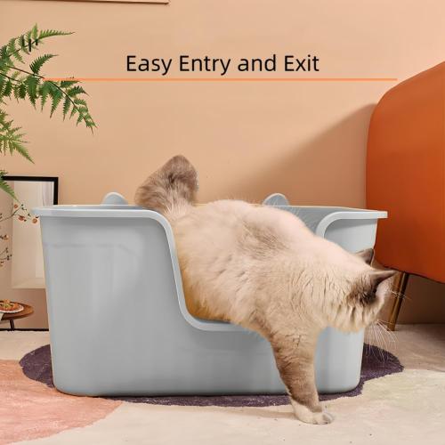 Extra Large Cat Litter Box 25.2 L x 18 W x 14 H Jumbo Cat Litter Box for Multi Cat Households, High Sided Litter Box& Top Entry,Anti-Splashing Kitty Litter Box Easy Cleaning.Gray