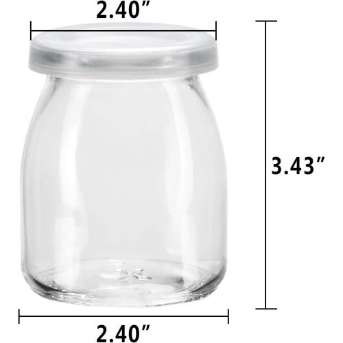 Encheng 8 oz Clear Glass Jars With Lids,Yogurt Container With Lids(PE),Replacement Pudding Jars Yogurt Jar,Glass Container With Twine n Tag For Milk,Jams,Jelly,Mousse,Dishwaresafe 20 Pack