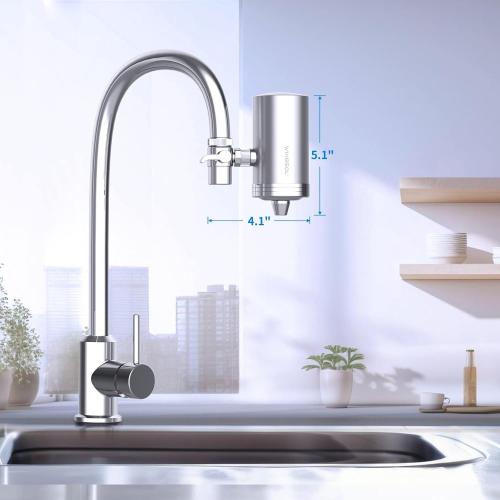 WINGSOL Stainless Steel Water Filter for Sink Faucet, NSF/ANSI 42 & 53, 360° Rotating Tap Purifier Reduces PFAS, Lead, Chlorine & Microplastics, 350 Gallons Long-Lasting for Kitchen & Bathroom