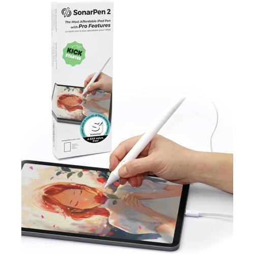 SonarPen 2: Pressure Sensitive Stylus Pen for iPad 6-11 gen. Comes with 6-Month of Free Drawing Lessons. Compatible with 2018-2025 Apple iPad Pro 11/12.9/M4, iPad Air 3/4/5/M2/M3, iPad mini 5/6 Gen