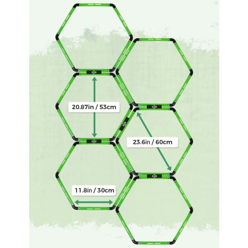 GHB Hex Agility Rings Speed Rings with Carrying Bag 6 Set Portable Hexagon Rings, Agility Ladder for Agility Footwork Training