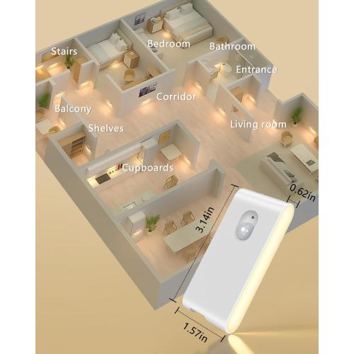 WILLED Stair Lights Indoor,Warm White Rechargeable Night Light,Wireless Motion Sensor Night Light,Battery Stick On Lights for Stairway,Hallway,Kitchen,Closet,Cabinet,Bedroom,Kids' Room(4-Pack)