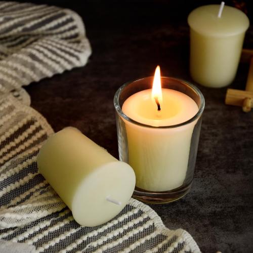 DEYBBY White Beeswax Votive Candles 12-Hour Burn Unscented Candles 6 Pack