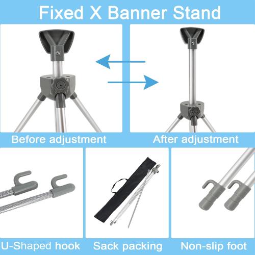 2 Pack X Frame Banner Stand Fits Any Banner Adjustable Size 23X63 to 32X78 with Portable Retractable Carrying Bag, Customize Stand for Trade Show Exhibition Market and Store Display, Silver