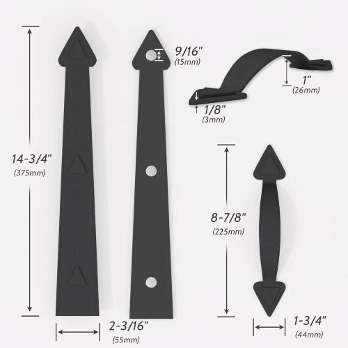 Garage Door Magnetic Decorative Hardware Kit, 8 Hinges 4 Handles Carriage Accents for 2 Car Garage, Strong Magnets, Color Blackgarage Decorations