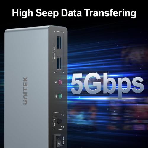 Unitek HDMI KVM Switch 2 Monitors 2 Computers 4K@60Hz USB 3.0 KVM Switches Share Dual HDMI Monitors 3 USB Ports for Keyboard Mouse Hard Drives Mic Headset Ports 2 Cable DC 5V Adapter Controller