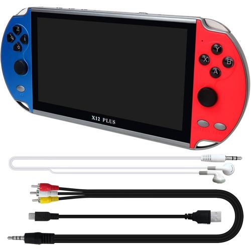 7 Inch HD Screen X12 Plus Handheld Retro Game Console Game Joystick Large 16GB Memory with 10000 Built-in Games Support 30 Game Format